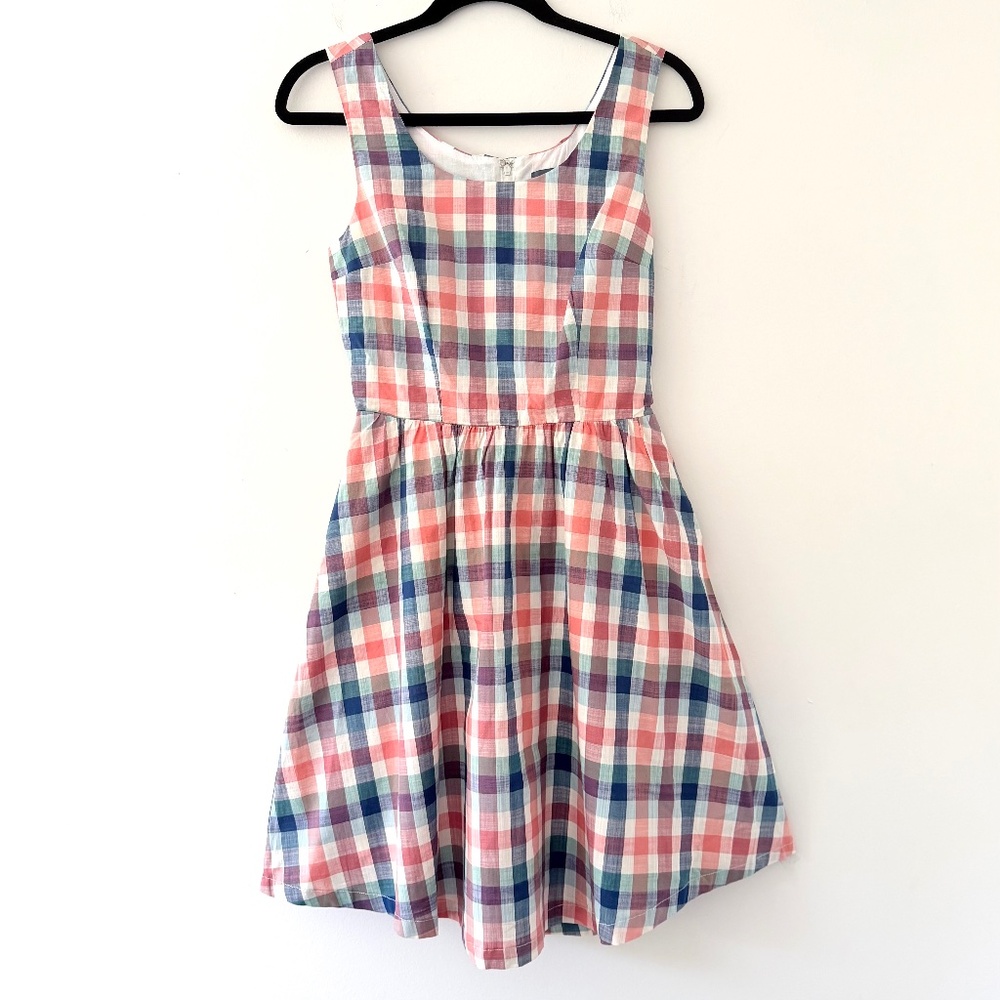 Modcloth Optimistic Effect Checkered Plaid Pastel… - image 1